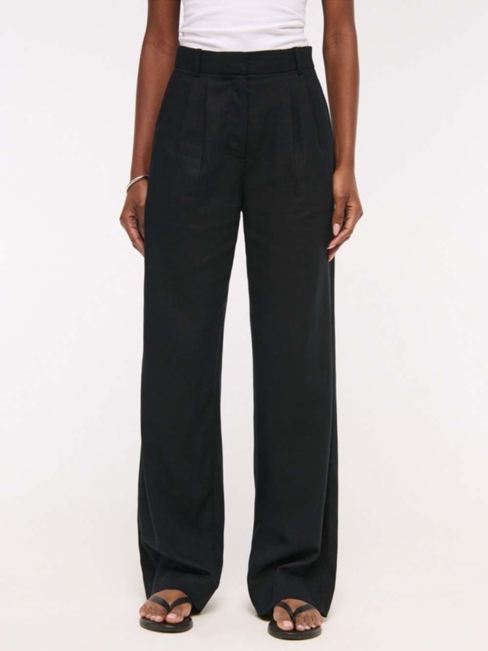 Abercrombie & Fitch Sloane linen blend wide leg pants in black size 27 short 4S!